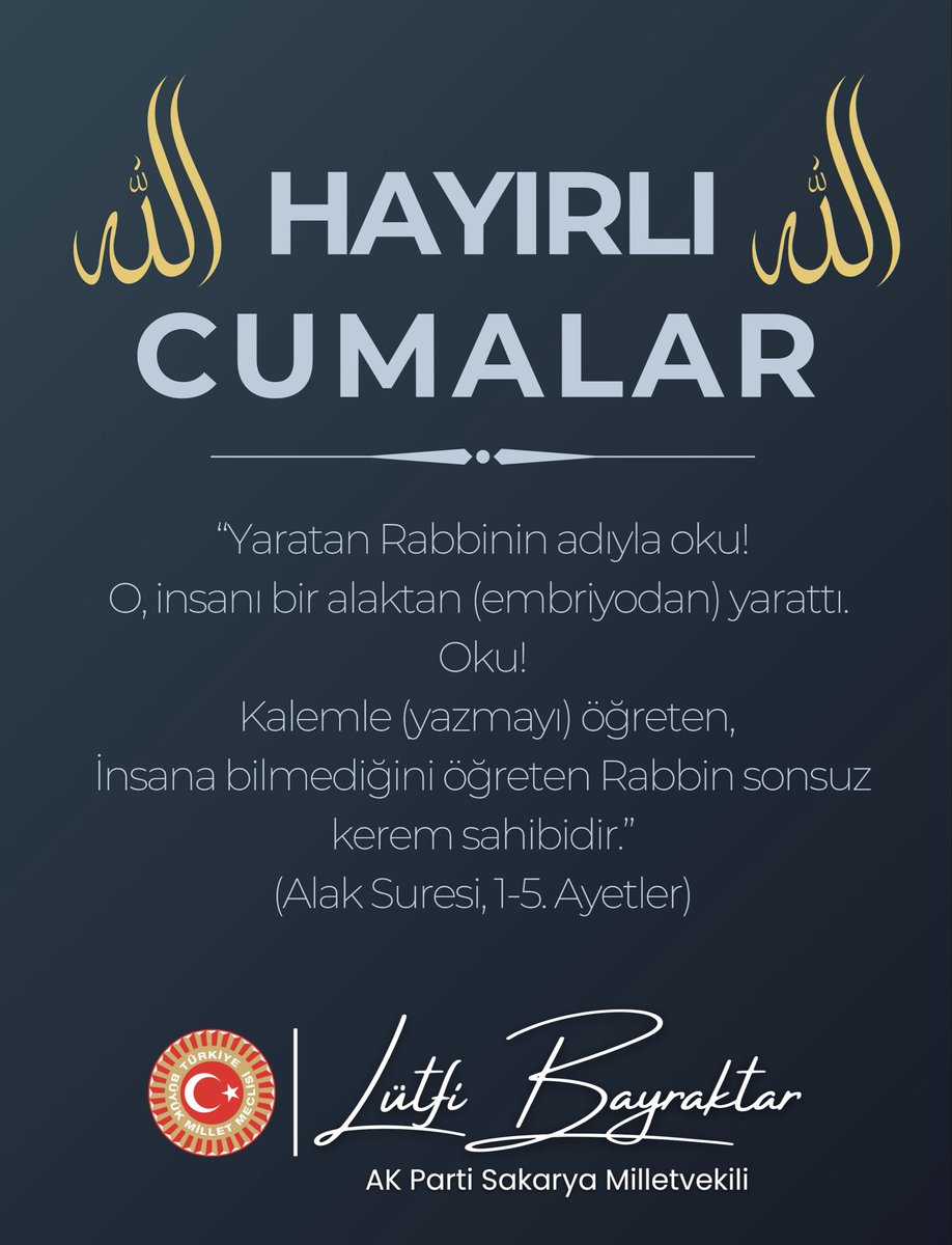 LBayraktar54's tweet photo. “Yaratan Rabbinin adıyla oku!
O, insanı bir alaktan (embriyodan) yarattı. Oku! Kalemle (yazmayı) öğreten,
İnsana bilmediğini öğreten Rabbin sonsuz kerem sahibidir.”
(Alak Suresi, 1-5. Ayetler)

Rabbimizin rahmet ve mağfireti üzerimize olsun. 

Hayırlı Cumalar. https://t.co/pUY8BZ18P7