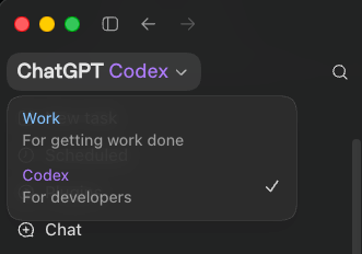volkrav's tweet photo. From now on, you have both ChatGPT and Codex merged into 1 app! Thank you @OpenAIDevs  🙏 https://t.co/yv5MQlcs0G