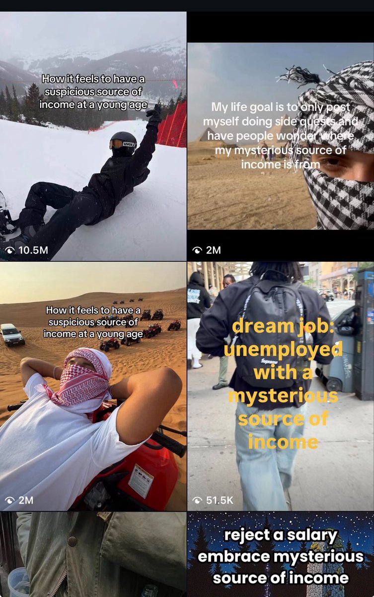 bundledbyhaan's tweet photo. You know a meme has escaped crypto when normies start posting it.

Mysterious $income is one of those rare memes that instantly clicks with everyone.

The entire timeline wants mysterious income aura.

It’s the perfect meme for the retail chain.

@MystIncome 

0x6cd2628bf8da546b76b1c4a43ce49f25d3140d2a