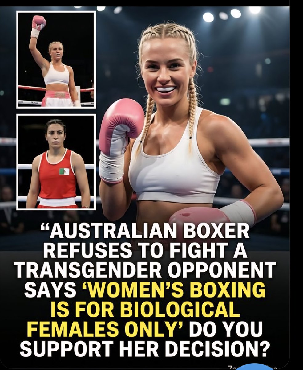 ThatAussieWoman's tweet photo. Australian female boxer refuses to fight a man and says "Women's Boxing is for Women Only".

Language is being misused to confound us, and force us into boxing linguistic shadows. https://t.co/zdz02WKbj3