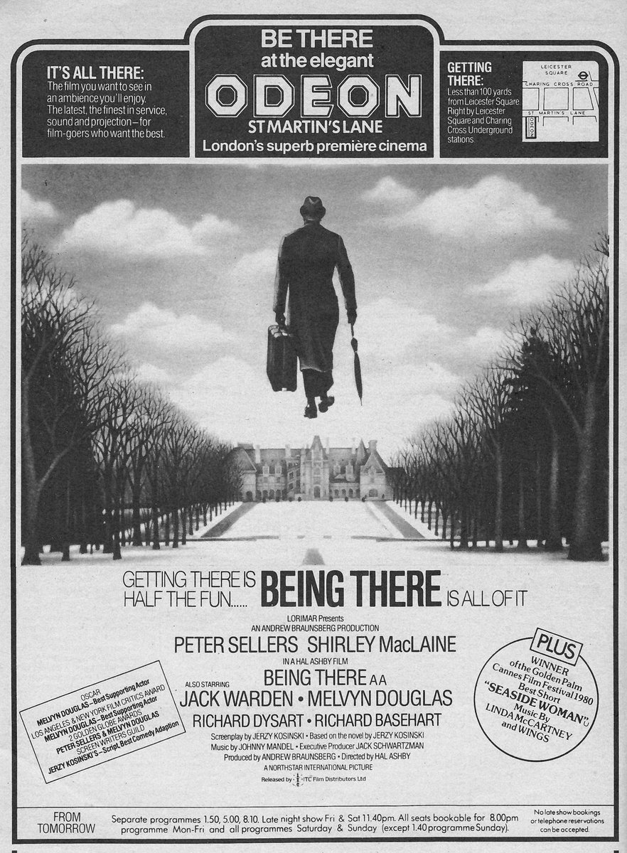Mag1cH0ur's tweet photo. On this day, July 10th, 1980, the Gala Celebrity Premiere of Hal Ashby's BEING THERE, starring Peter Sellers and Shirley Maclaine was held in London, before opening to the public the day after.. https://t.co/4VdzPQk2sW