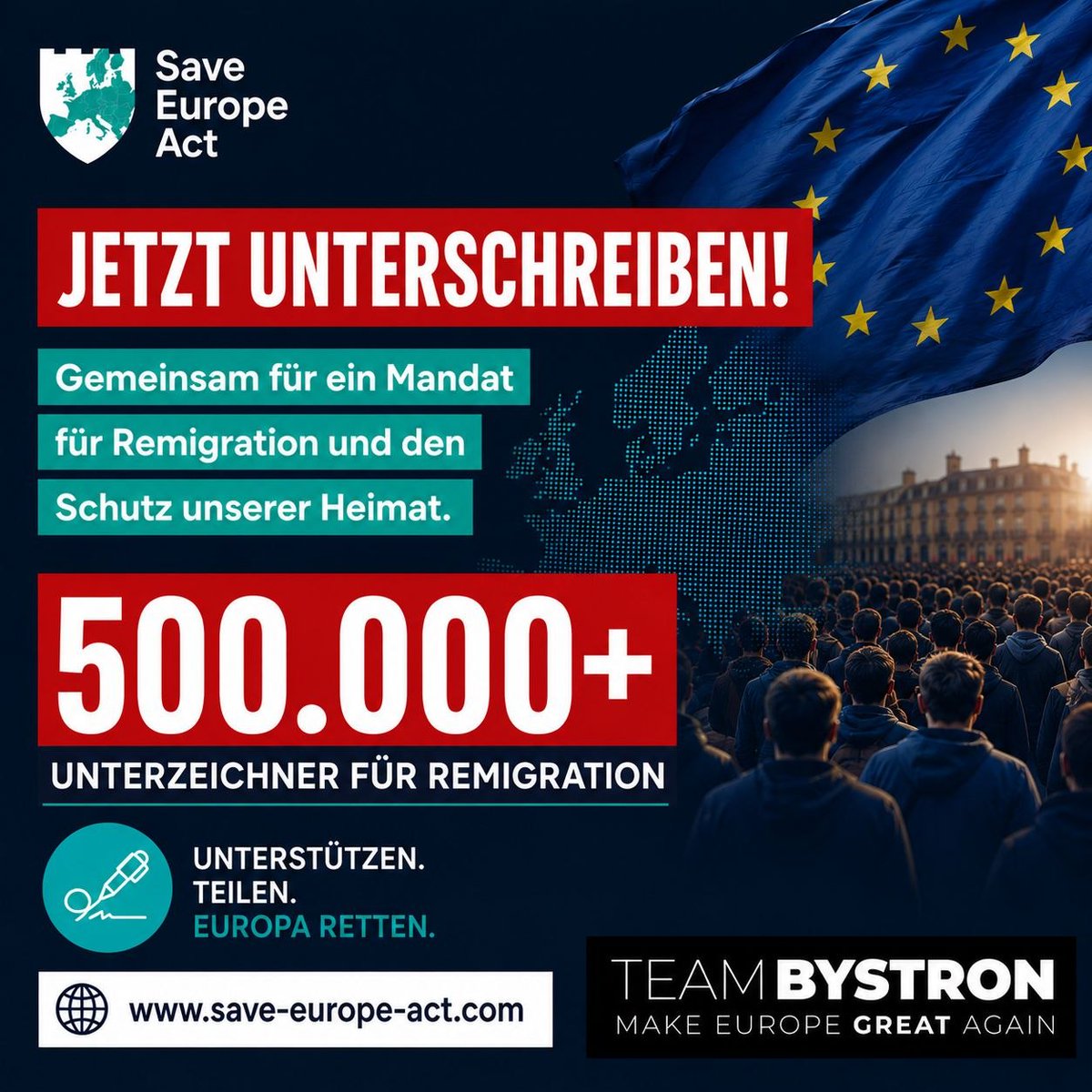 PetrBystronAfD's tweet photo. JETZT UNTERSCHREIBEN: Send them Back! 

Ab einer Million Unterschriften muss sich die EU-Kommission mit der Bürgerinitiative befassen. Bereits 500.000 wurden erreicht!

Danke @EvaVlaar ! https://t.co/req03cK4Hz