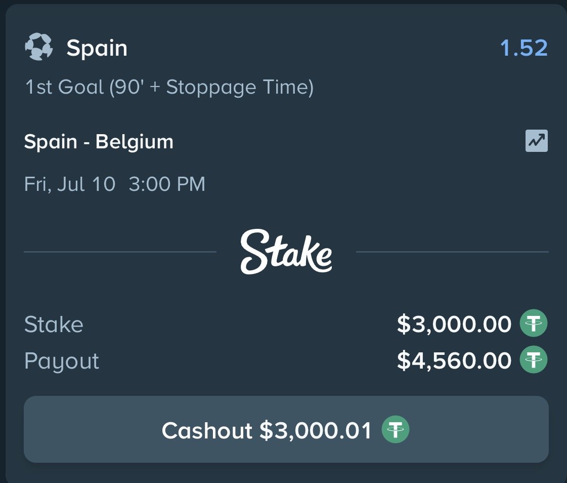 _ttdante's tweet photo. I have Spain to score first in their game against Belgium! Do you think I'll win? ⚽ 🤑

🚨 To celebrate, I'm giving away $1,000! ($100 x 10)
🔁 RT + 👤 Tag 2 Friends + 🗨️ Comment Stake Username!
👉 Send a screenshot of your First Goal bet slip!

Make sure to read the T&Cs here:
🔗 https://t.co/yiLtJMfdMG