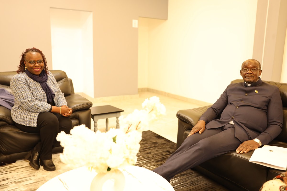 UNICEFZIMBABWE's tweet photo. At the National Child Protection Conference 2026 in Bulawayo, @UNICEFZIMBABWE Rep @EtonaEkole met with VP Hon. Kembo Mohadi for a briefing ahead of the official launch of the National Action Plan for Children (2026–2030) and the National Child Online Protection Policy. 🇿🇼 https://t.co/4HoYMxDn2Q