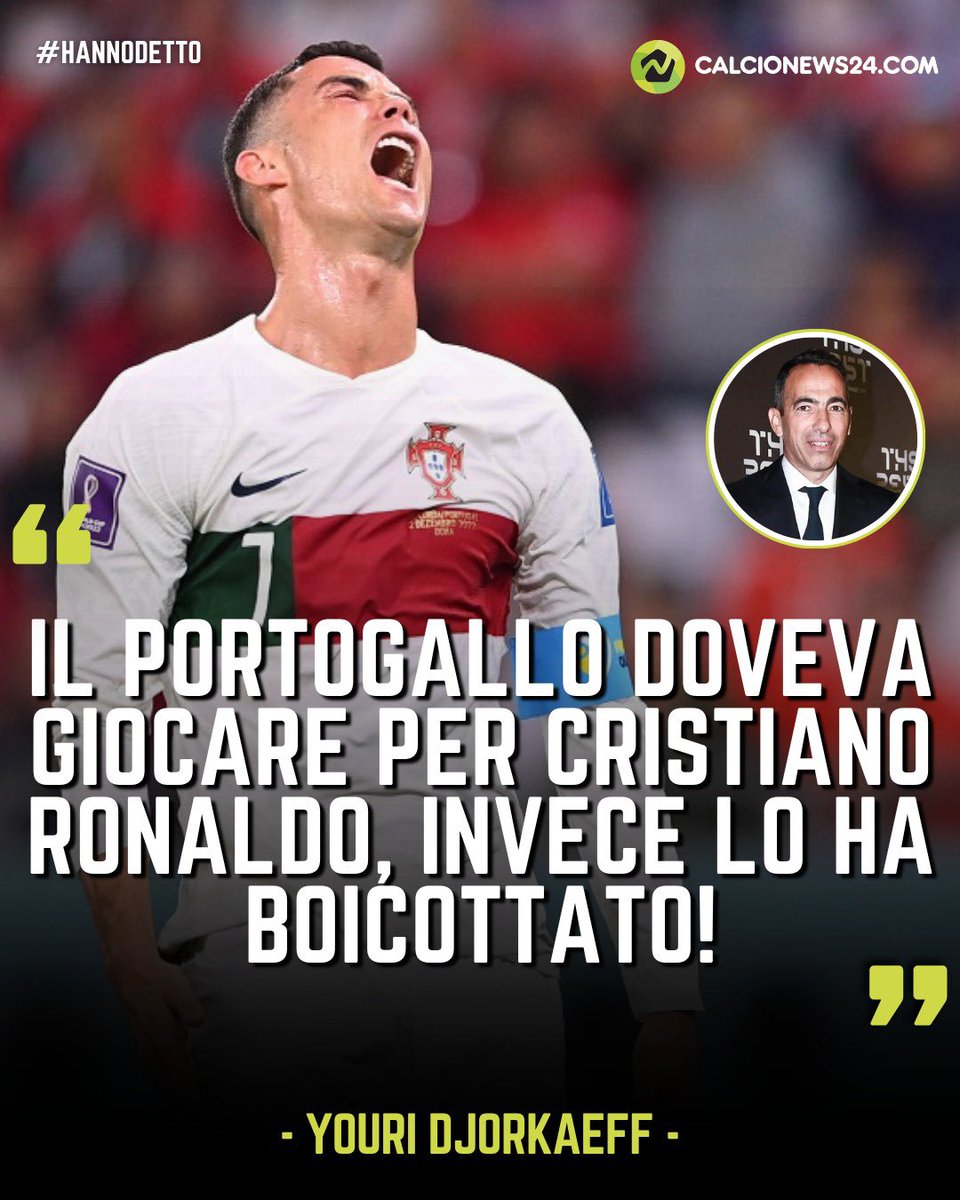 CalcioNews24's tweet photo. 🤬 Che bordata di Youri #Djorkaeff al #Portogallo‼️

😱 Non gradita la ‘gestione’ #CristianoRonaldo: “Se lo porti allora la squadra deve giocare per lui e questo non è successo per niente. Ho avuto la sensazione che sia stato addirittura boicottato dalla sua stessa squadra” https://t.co/IWRAYOtn9l