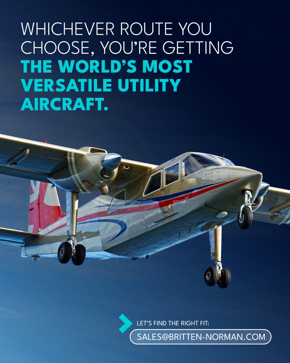 BrittenNorman's tweet photo. Fully factory-refurbished Islanders: proven airframes, refurbished by the people who built them and finished to meet your budget and needs.
The world’s most versatile utility aircraft, ready when you are. Contact sales@britten-norman.com
#BrittenNorman #Islander #BN2T4S #BN2B https://t.co/gZlJ5Gf5gA