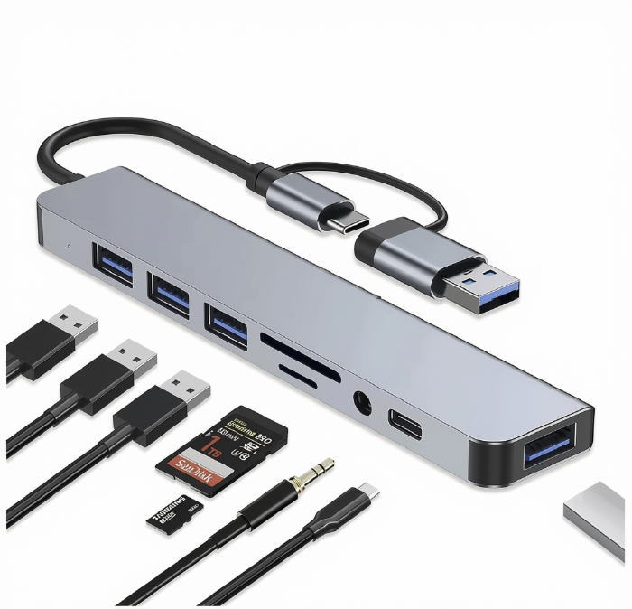 Celmartstores's tweet photo. 8-in-1 Type-C Hub Multiport Dock Station — one connection, endless possibilities.
4K HD output. USB 3.0. RJ45 Ethernet. SD/TF card slots. PD fast charging.
Now KSh 1,099 (was 2,399) — 54% off!
Shop now 👉