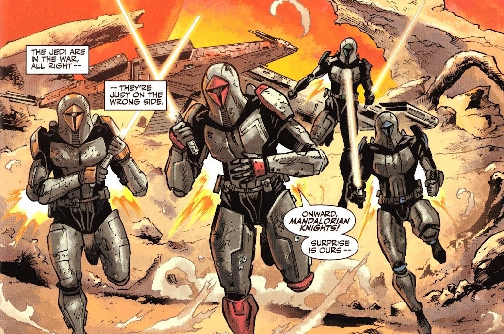 MYSTICMANDALOR's tweet photo. "There were.. others."

Tarre spoke about the Mandalorian Knights: the individuals who were 'with' Revan during those wars. Though their existence was troubled and contentious due to their circumstances.

So Tarre was in fact the first true Mandalorian Jedi. https://t.co/xb7bnmSZIz