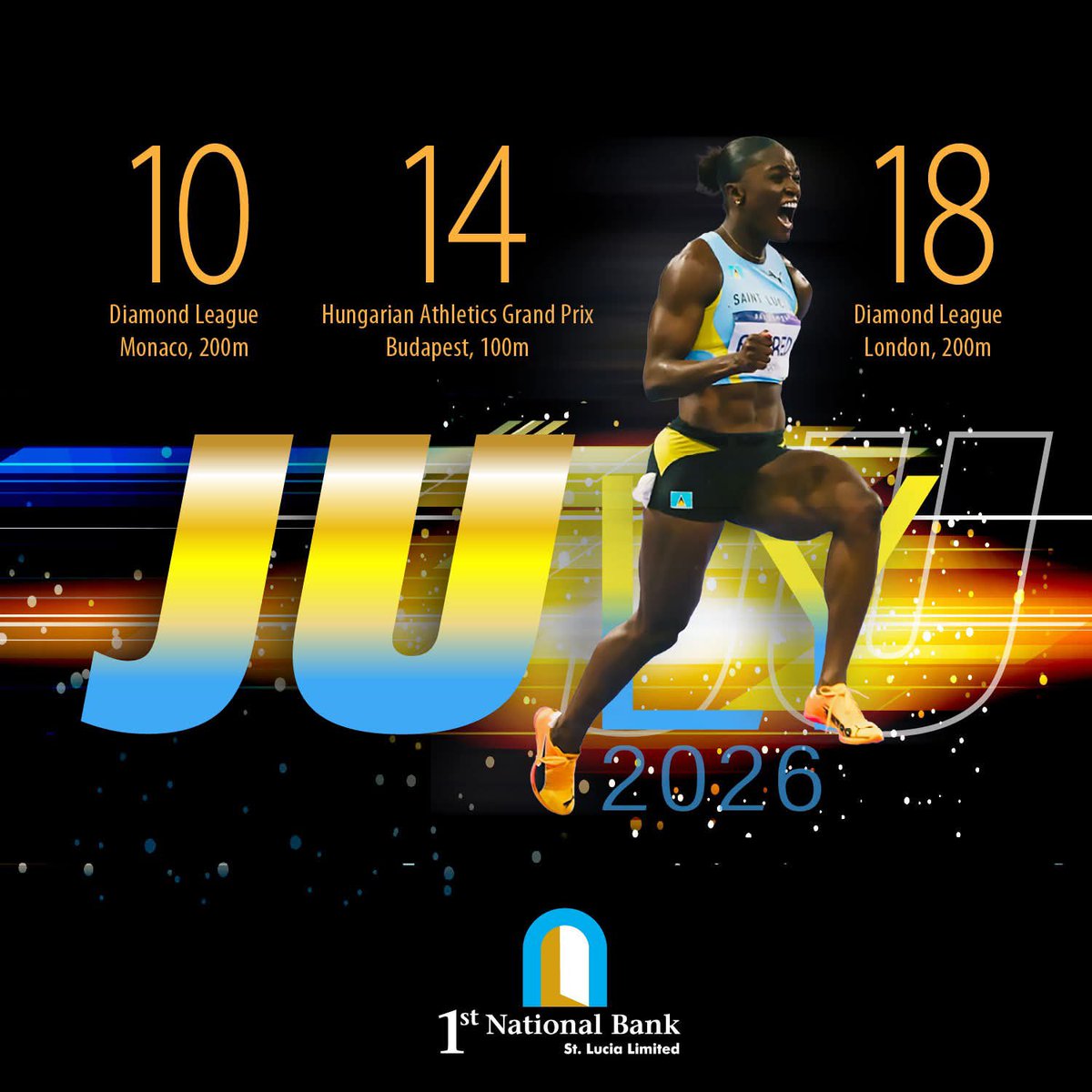 ShemGordon2's tweet photo. The Olympic Champion Julien Alfred's World Athletics Ultimate Championship 2026 Journey Day 3.🇱🇨🌎
It's Julien Alfred vs Gabby Thomas vs Adaejah Hodge at Diamond League Monaco 2026
#worldathleticsultimatechampionship2026 
#julienalfred https://t.co/NWKEoIle4a