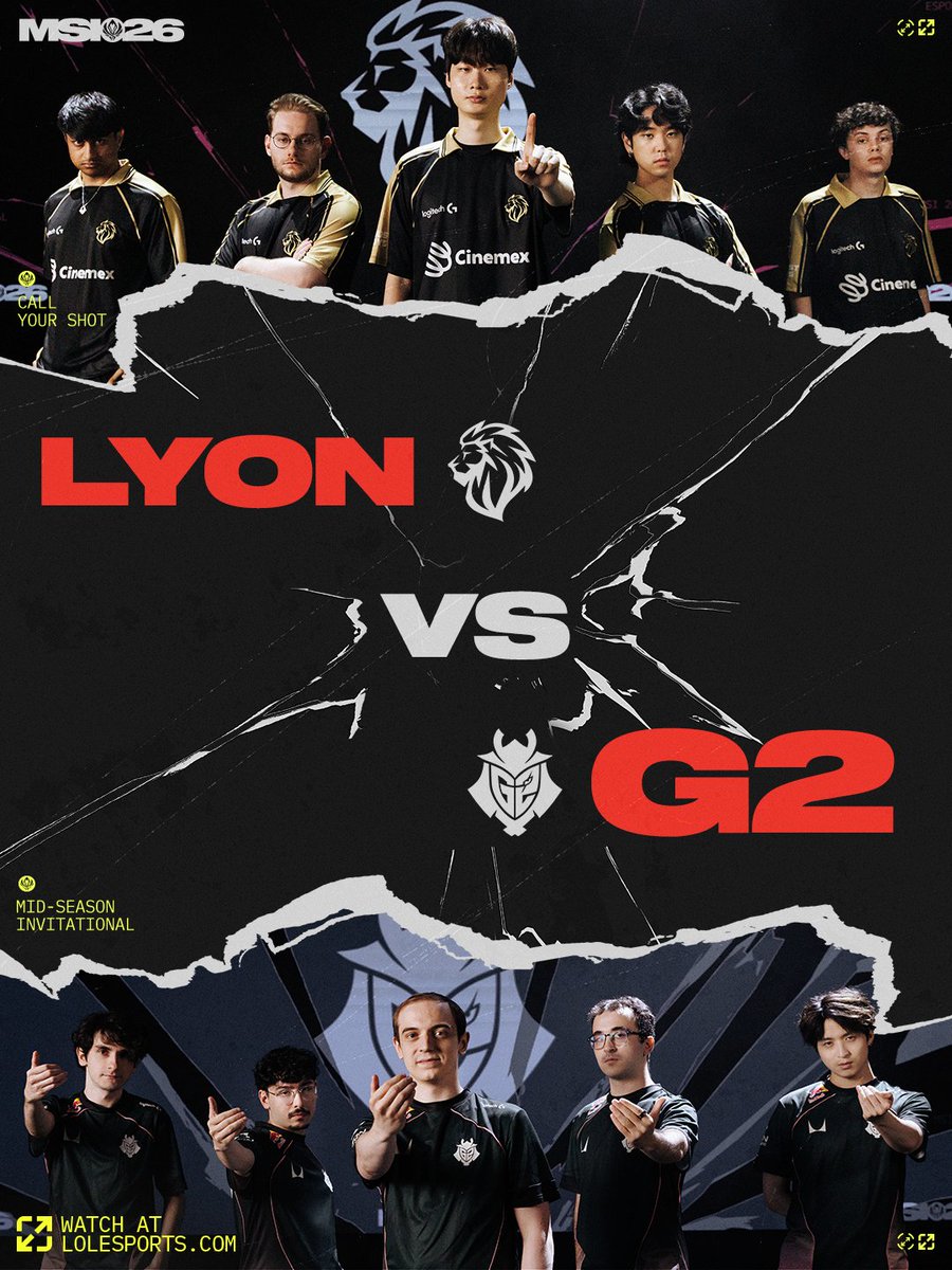 lolesports's tweet photo. #LEC VERSUS #LCS IN AN ELIMINATION MATCH:

@LyonLATAM and @G2League take the stage! #MSI2026 https://t.co/nvsYUjLqOD