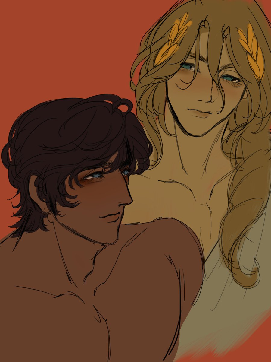 Chunyahunyaya's tweet photo. Patrochilles doodle in my artstyle 

#Patroclus #Achilles #Patrochilles #greekstory #TSOA https://t.co/M4S6CcAbJa