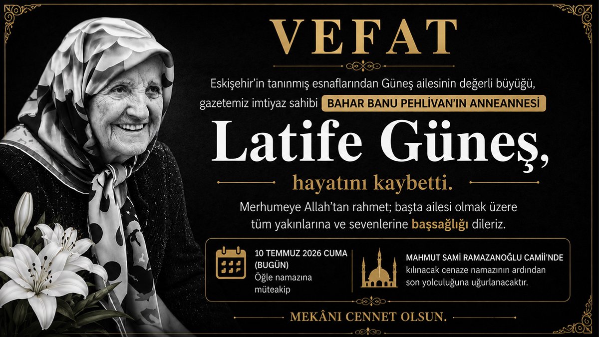 OrbisHaber's tweet photo. Eskişehir'in Tanınmış Esnaflarından Güneş Ailesinin Acı Günü: Latife Güneş Hayatını Kaybetti https://t.co/7WFEddhr4L
#sondakika #gündem #resmigazete #cumhurbaşkanlığı #lgs #yks #AMilliTakım #altın #gramaltın #eskişehirspor #pasaport #yeşilpasaport #haluklevent #sağlıkçı #sağlık #deprem #KademeyeHayatiAdım #eskişehirspor