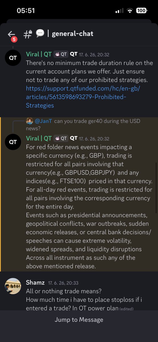 JanToman24's tweet photo. @QtFunded is saying that I violated news trading at 18:04 UTC-20:04(my time) and also time of forexfactory news, but what is funny is that I asked  discord about news trading and got an answer at 20:32 so how would I place a trade half an hour before ... more in comments https://t.co/LeEuGyegHm