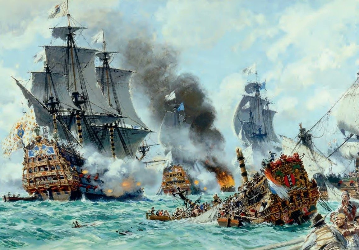 TheatrumBelli's tweet photo. 10 juillet 1690 : #bataille #navale du cap #Béveziers opposant oppose une flotte française à une flotte anglo-hollandaise le 10 juillet 1690 pendant la guerre de la Ligue d’Augsbourg.
---
Cette bataille est considérée comme la plus belle victoire de la marine de Louis XIV, alors qu’au même moment, les troupes envoyées en Irlande sont battues à la bataille de la Boyne.
---
https://t.co/wh7HT9vdCh