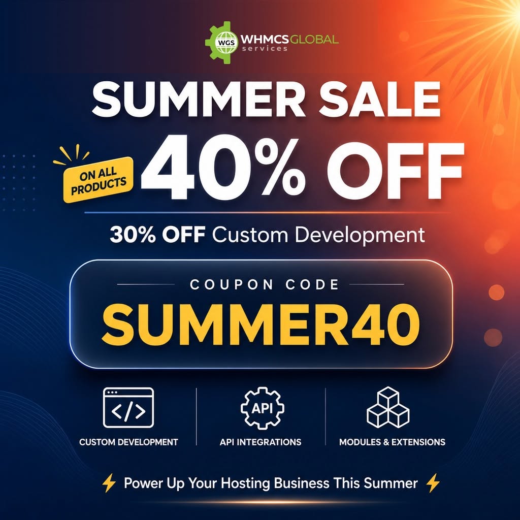 Infowgs's tweet photo. ☀️ Save Big Before the Heat Is Gone!
Our Summer Sale is LIVE! 🚀
🔥 40% OFF on All Products
💼 30% OFF on Custom Development
Use code: SUMMER40
🔗 https://t.co/IwqtCJEHTk
.
#WHMCS #WebHosting #CustomDevelopment #Automation #SummerSale https://t.co/dLfC8PvanY