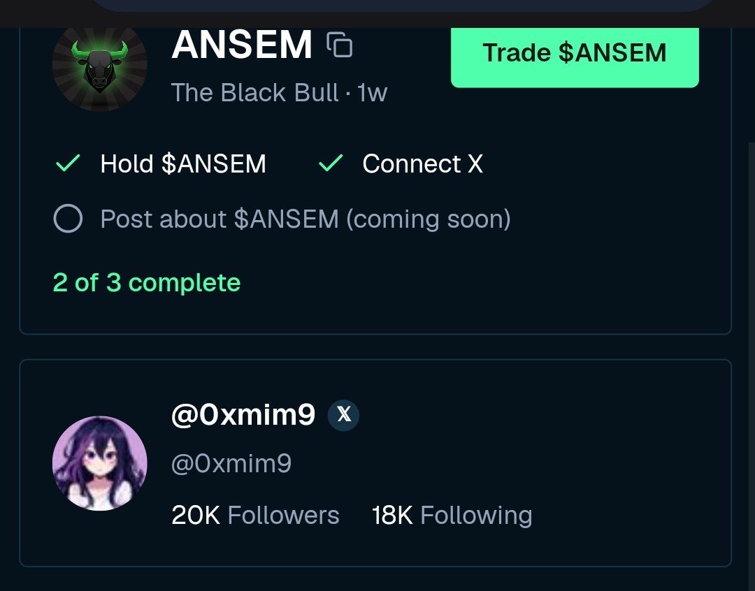 0xmim9's tweet photo. Hi @blknoiz06 and @BullpenFi... 

I've noticed that some users have already received 1, 3, or 9 $ANSEM but my X activity still doesn't seem to be detected.

I've shared multiple posts about $ANSEM, yet my progress remains stuck at 2/3, and I haven't received any tokens.

Could you please check if there's an issue with my account or post detection?
Thank you! 🙏