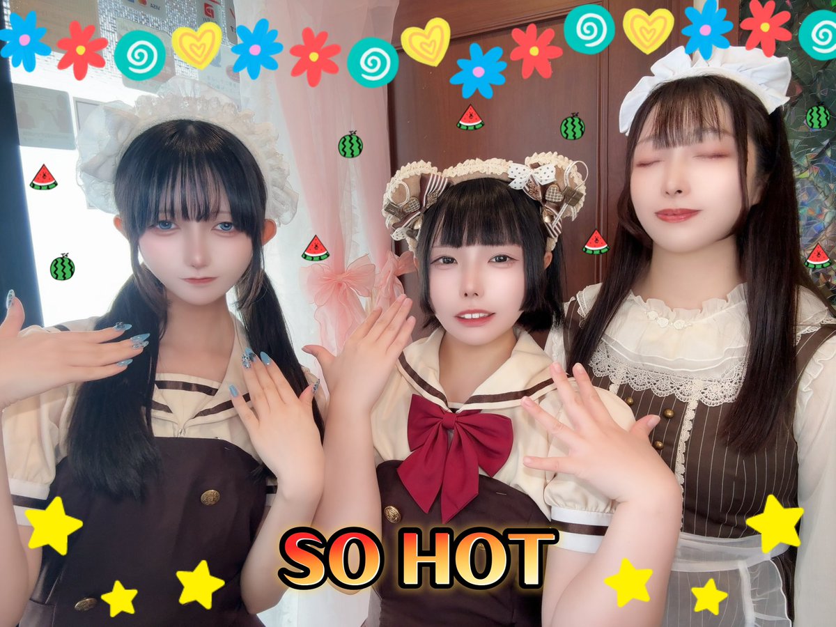 本日のカレービュッフェメイドちゃんは、 ぴぃち🍑、もちこ🐻‍❄、べに
