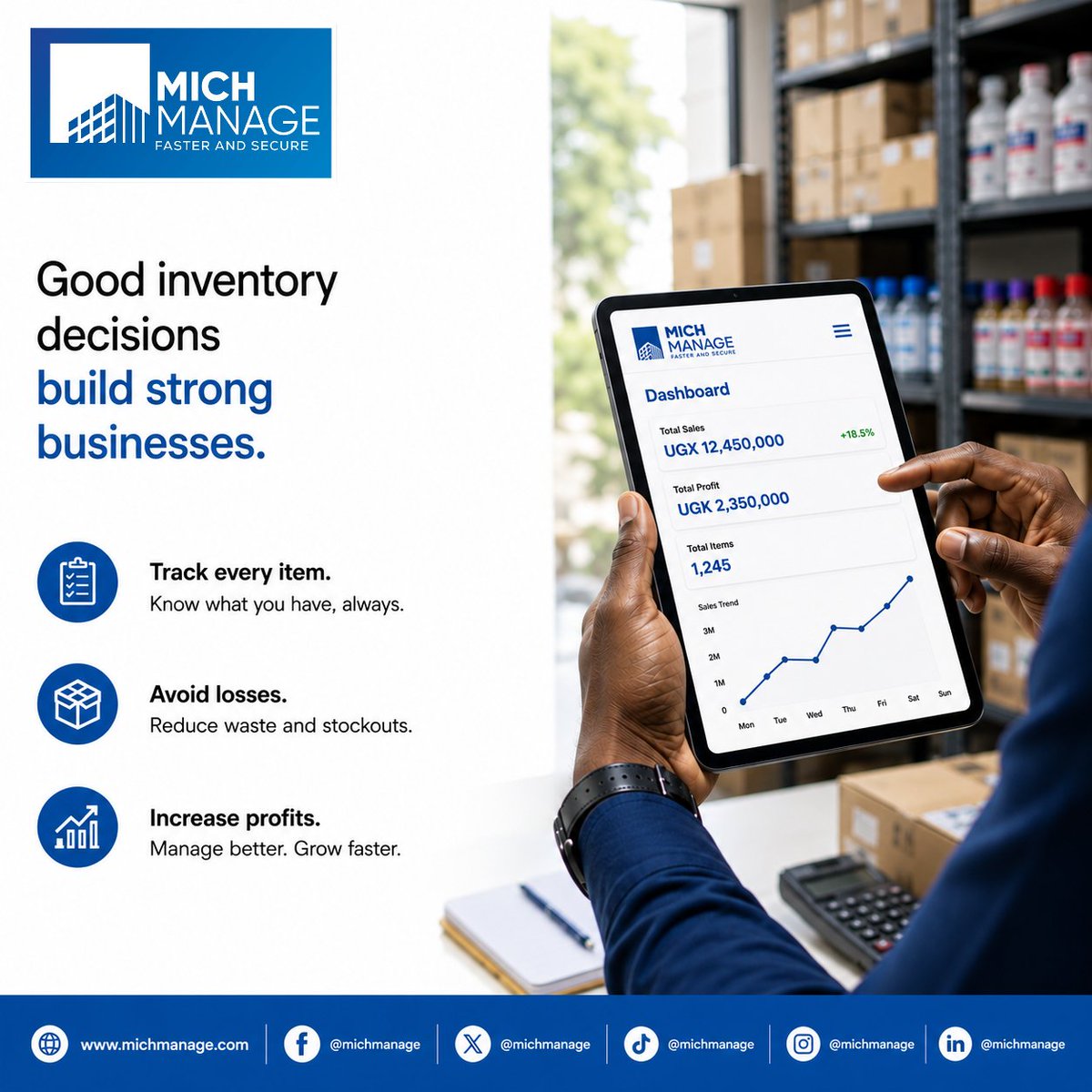michmanage's tweet photo. Better inventory decisions lead to stronger businesses. Track every item, reduce stock losses, and increase profits https://t.co/6jIVezEzev https://t.co/WaOpv8ImOo