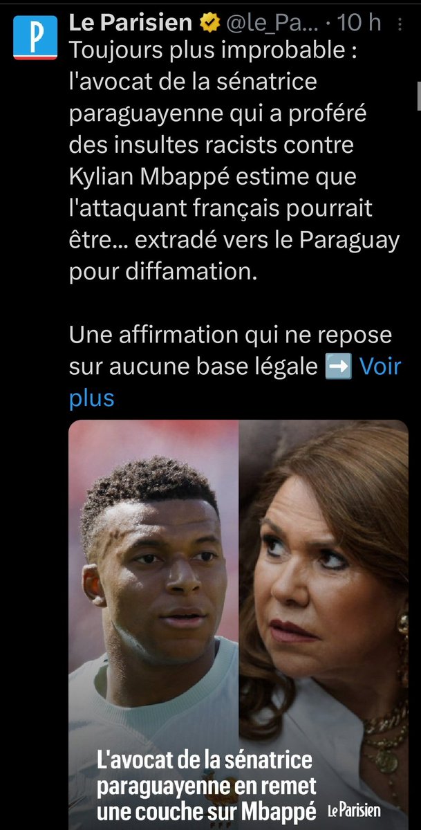 StopTerrorisme's tweet photo. S.E.M. l'Ambassadeur du Paraguay en France, les menaces de la sénatrice RACISTE de votre pays sont inacceptables! Il est indispensable qu'elle soit destituée de ses fonctions. #viral #mbappé #footballgames #paraguayfrancia https://t.co/AakVovAzZC