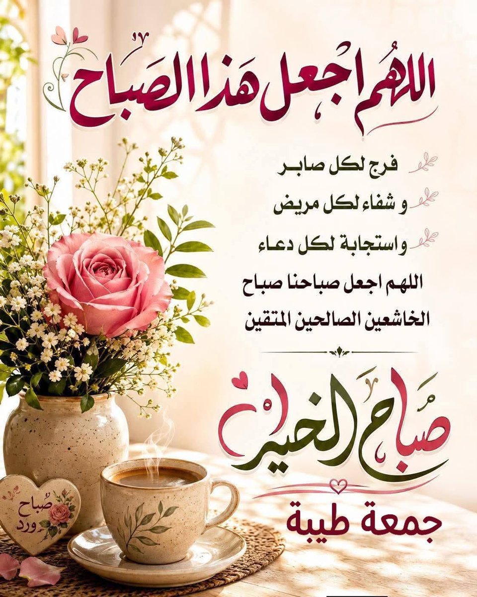 akiluno_a's tweet photo. *جمعة طيبة 🕌📿
    🤍غســــــل الله قلبي وقلوبكم بماء اليــــــــقين ...  
وأثلج صـــــــدري وصدوركم بسكينـة المتـــًــــقين .. 
وعافانـــــــــــي وعافاكم مـن كل تعب وأنـــــــــين .. 
ورزقنـــــي ورزقكم رضاه إلى  يوم الـــــــــــدين .. 
وأدخلـــــــــني وإياكم الجنة مع النبـــــيين والصـــديقين ..
وجــــــــــــعل الله أيامي و أيـــــــــــامكم عامرة بطاعته وذكره وشكره إلى يوم الدين ... 
    اللهــــم إنا نسألك رحمة من عندك تصلح بها احوالنا وتذهب بها همومنا واحـــــــزاننا ..
وتشفــي بها مرضانا وترحم بها موتانا ..
 ٲلََلََــﷻـــﷻــۿـہمًً آَْمًًٍْــــيََــــنَِِ يََـــــﷻـــــآربًً 🤲
جمعة طيبة 🕌📿 عليكم وعلينا  باذن لله 🤲
صباحكم دعوات مستجابه بإذن الله 🤲