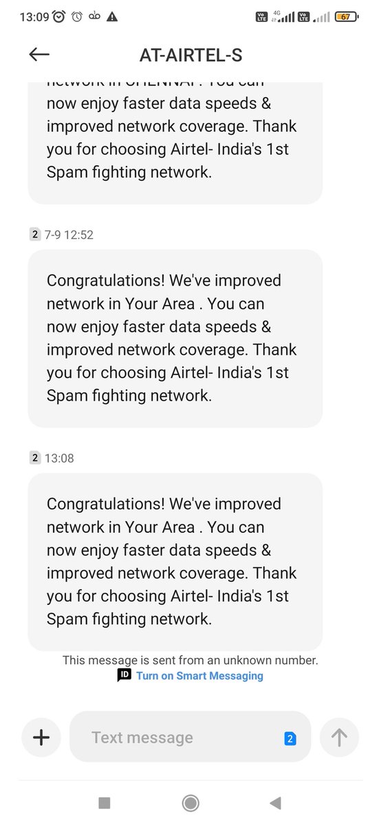 RSR_Raman's tweet photo. @Airtel_Presence you are informing that speed improved. See attached screenshot, airtel Sim is having only one point. This is the improvement? Pathetic.@airtelindia https://t.co/G5R1IVtlgj