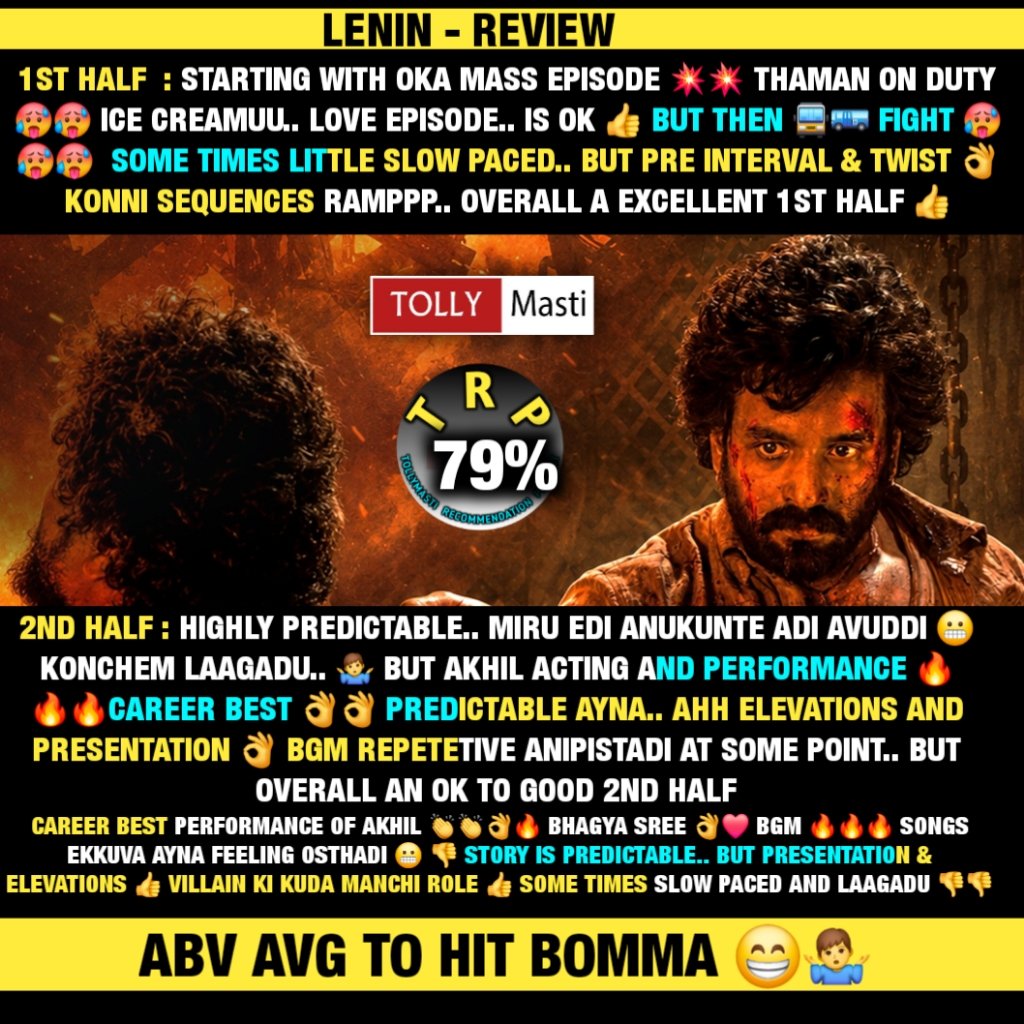 tollymasti's tweet photo. #Lenin genuine review ❤️

@tollymasti #tollymasti

#Lenin #Akhil #AkhilAkkineni #LeninReview https://t.co/xCHDXPMH3O