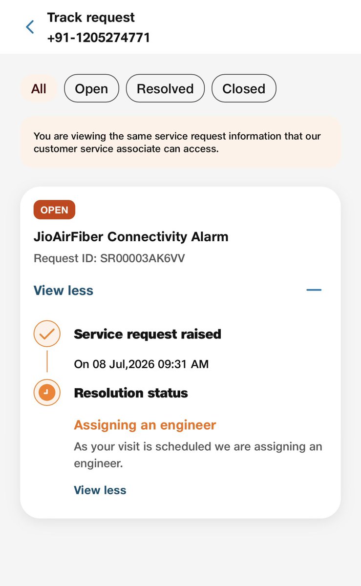 simantaKm's tweet photo. @JioCare Extremely sad with JioAirFiber https://t.co/aXcDtsIjX1 internet has been down since 7 July.A complaint was raised by no engineer has visited https://t.co/CmnkNk7eDp engineer was assigned but deliberately refused to come.not acceptable #JioAirFiber #JioFiber #PoorService https://t.co/UDWBIB1cjb