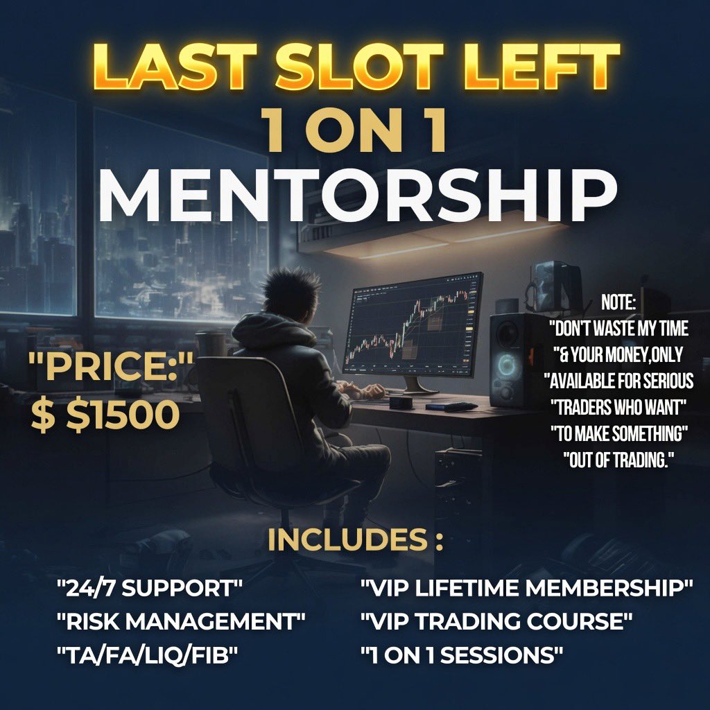 bazai_saqib's tweet photo. 🚨 BIG ANNOUNCEMENT 🚨

     1-ON-1 MENTORSHIP  

- only 5 slots were opened &amp; the rest were booked already in pre-orders of mentorship. 

1 LAST SLOT LEFT &amp; then 1 On 1 mentorship would be Closed.🟢

Grab your chance to learn from CRYPTO GEEK,book for only slot left now📍 https://t.co/suXYUU8PlV