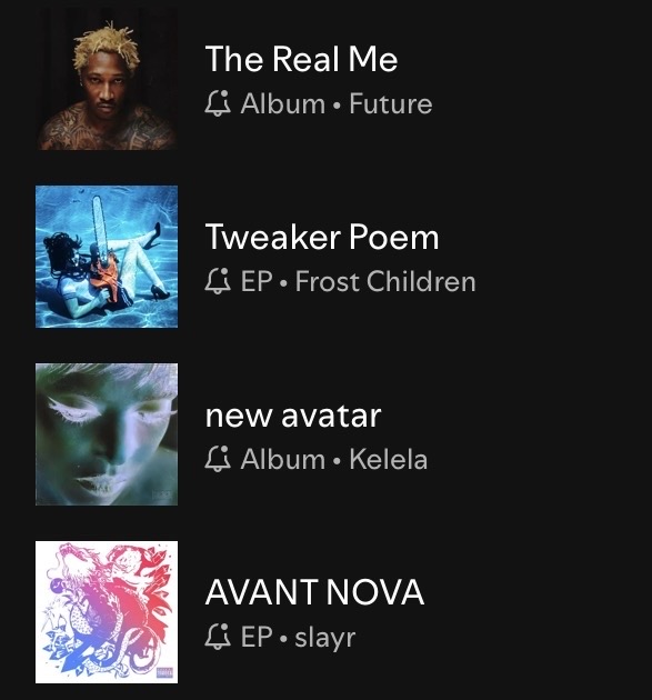 toliversan's tweet photo. Future、Kelela、Slayr、Frost Children 👂🔥🫷 https://t.co/USq9D61yl1
