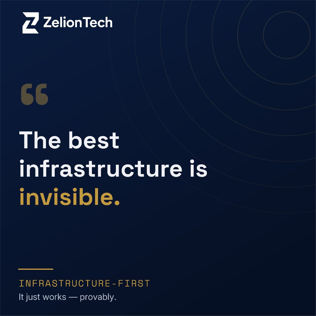 zelion_tech's tweet photo. The best infrastructure is invisible.

The strongest technology isn't the one you notice.

It's the one that works—securely, reliably, and continuously in the background.

Infrastructure first. Always.

#ZelionTech #DigitalInfrastructure #Blockchain #Innovation #Web3‌‌ https://t.co/WYBdRaaUbS