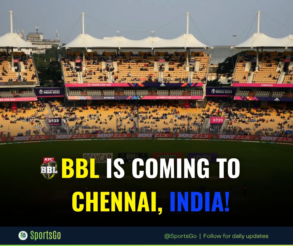SportsGo9's tweet photo. Cricket Australia has officially locked in Chennai's MA Chidambaram Stadium to host the BBL season opener between the Melbourne Renegades and Perth Scorchers.
#BBL #BigBash #CricketAustralia #Chennai #MACStadium https://t.co/95wtZFXVva