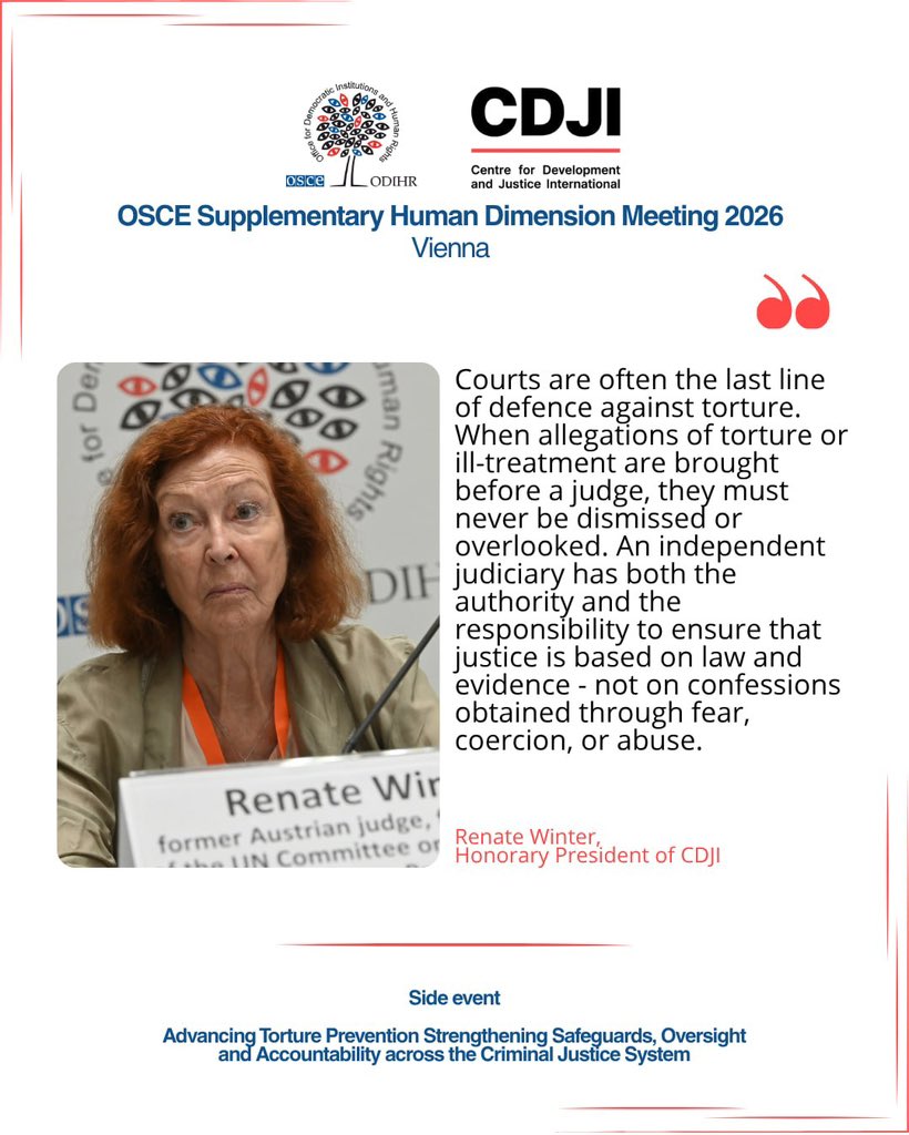 CDJI_official's tweet photo. Voices for Torture Prevention | Turning Standards into Practice
Preventing torture requires more than legal commitments - it depends on consistent action, accountability, and respect for human dignity.
#TorturePrevention #RuleOfLaw #OSCE #ODIHR #UNCAT #OPCAT #Justice #CDJI https://t.co/5ibPmbY97V