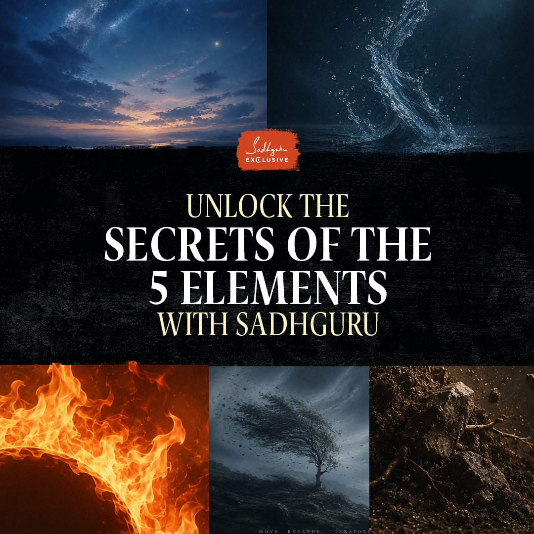 ishafoundation's tweet photo. Explore the five elements with Sadhguru through this special collection on Sadhguru Exclusive.

From Earth, Water, and Fire to Vayu and Akash, discover Yogic insights into the elements that form the basis of the body, life, and existence.

Watch the full elemental collection now on Sadhguru Exclusive: https://t.co/cgbDzLJLSq