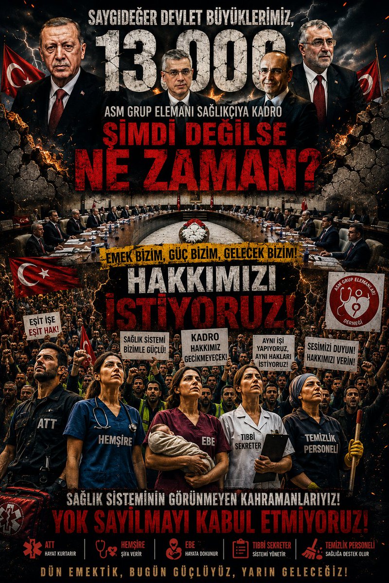 DneCanAydn01's tweet photo. Aile Sağlığı Merkezlerinin bel kemiğini oluşturan ASM Grup Elemanları; tıbbi sekreterler, hemşireler, ebeler, ATT'ler ve temizlik personeli olarak sağlık hizmetinin kesintisiz yürütülmesi için özveriyle görev yapıyoruz.

Emeğimizin karşılığını alabileceğimiz özlük haklarının güvence altına alınmasını ve sağlık hizmetine sunduğumuz katkının hak ettiği şekilde karşılık bulmasını talep ediyoruz.

#ASMGrubaHakEttiğiKadro