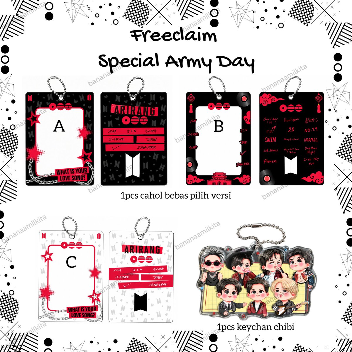 bananaamilkita's tweet photo. ⋆˚✿˖ Freeclaim Special Army Day ⋆˚✿˖

~ RT &amp; Like
~ Army only ( no mulfand  )
~ Co 🍊 2k no refund
~ Link co 11.07 ( 20.30 wib )
~ Stok terbatas https://t.co/ag21Ofdhrp