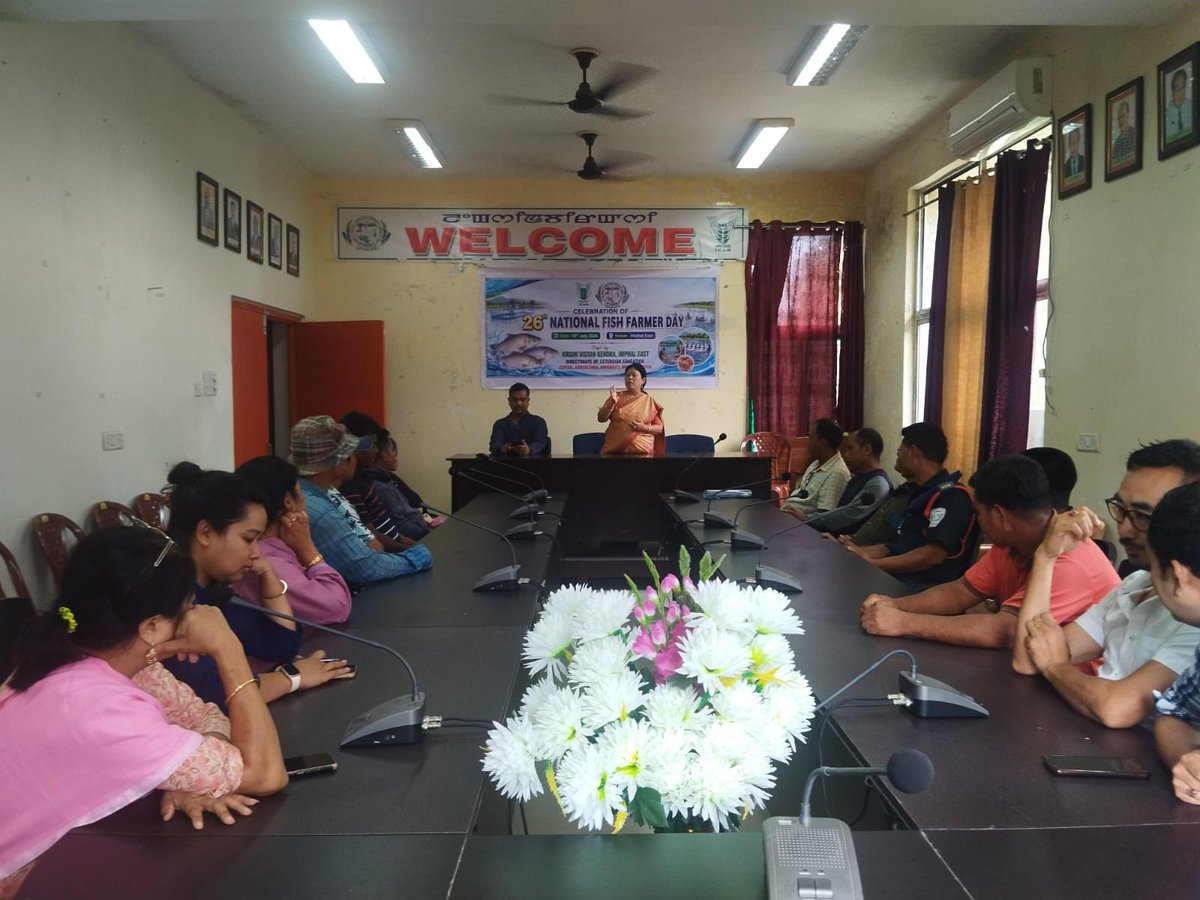 EastKvk's tweet photo. Celebration of 26th National Fish Farmer Day 2026 at the Conference Hall, KVK, Imphal East with 27 nos. of participants.
#ICAR 
#ATRAI_ZONEVII https://t.co/fOc7LHbFay