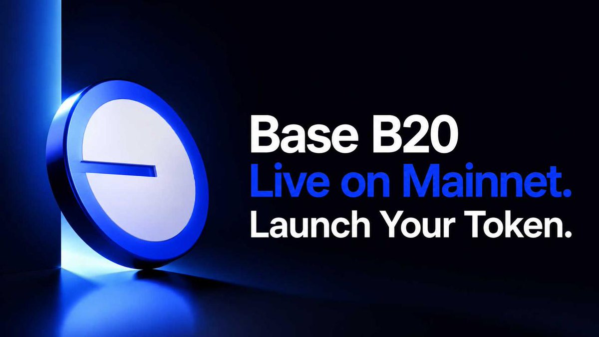 criptomaniac_'s tweet photo. 🔵Base has officially introduced B20, its new native token standard. 
Launch your own B20 token on @OnChainGm or @o1_exchange , you only pay a minimal gas fee,
Just for activity on @base https://t.co/TVyPuuYiGZ