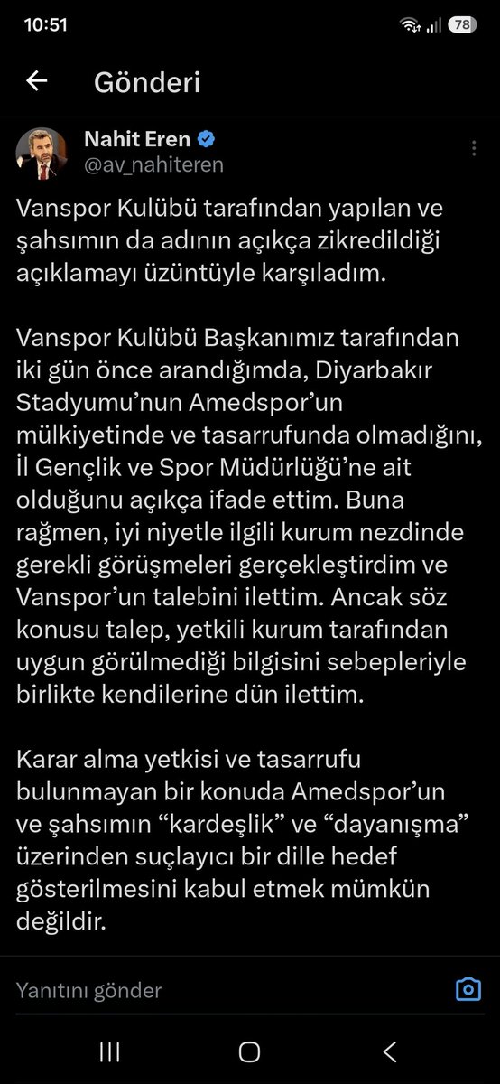 amedi_msi's tweet photo. @vansporfk Nahit Eren'in açıklaması 👇 https://t.co/GIKx27906h