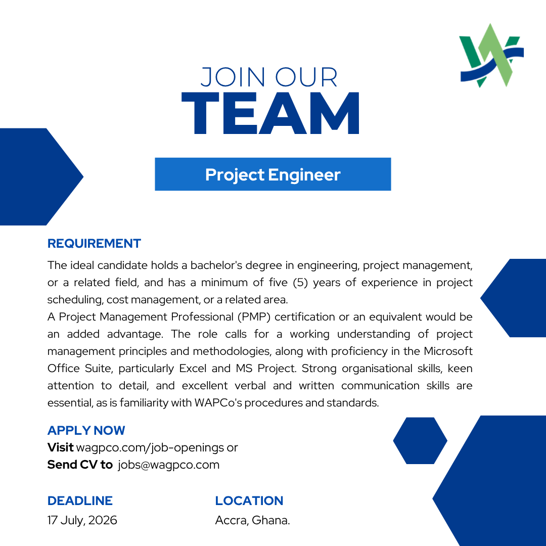 OneWAPCo's tweet photo. We are seeking a qualified Project Engineer to manage project scheduling, cost management, and engineering delivery.

🗺️📌 Location: Accra, Ghana.

Click here to apply: https://t.co/7I7v0qE5r4

#OneWAPCo #DrivingRegionalEnergy https://t.co/2fkHl1Elld