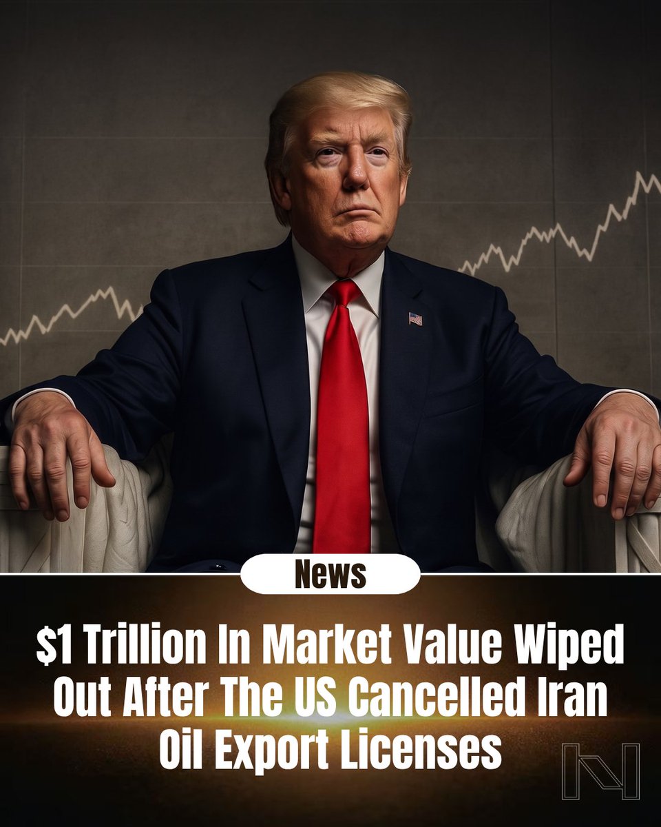 NeuralfinTechAI's tweet photo. A sharp risk-off wave ripped through markets after the US said it would revoke Iran’s oil export license, wiping roughly $1 trillion in value across stocks, precious metals, and crypto in about 30 minutes. 

Follow NeuralFin for more information. https://t.co/6x5rBU2IRe