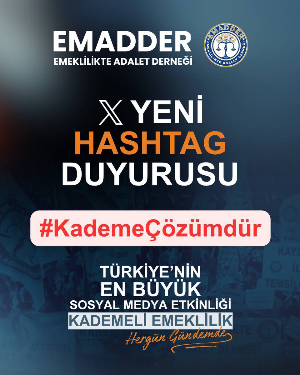 ycelltaskin16's tweet photo. YENİ TAG 📣📣📣📣
👇👇👇👇👇👇👇
#KademeÇözümdür

Yaşanan adaletsizliğin eşitsizliğin tek gerçekçi  makul çözümü kademeli emekliliktir.‼️

Bugün de tek ses, tek yürek✌️✌️✌️✌️ https://t.co/IrA94hg7xF