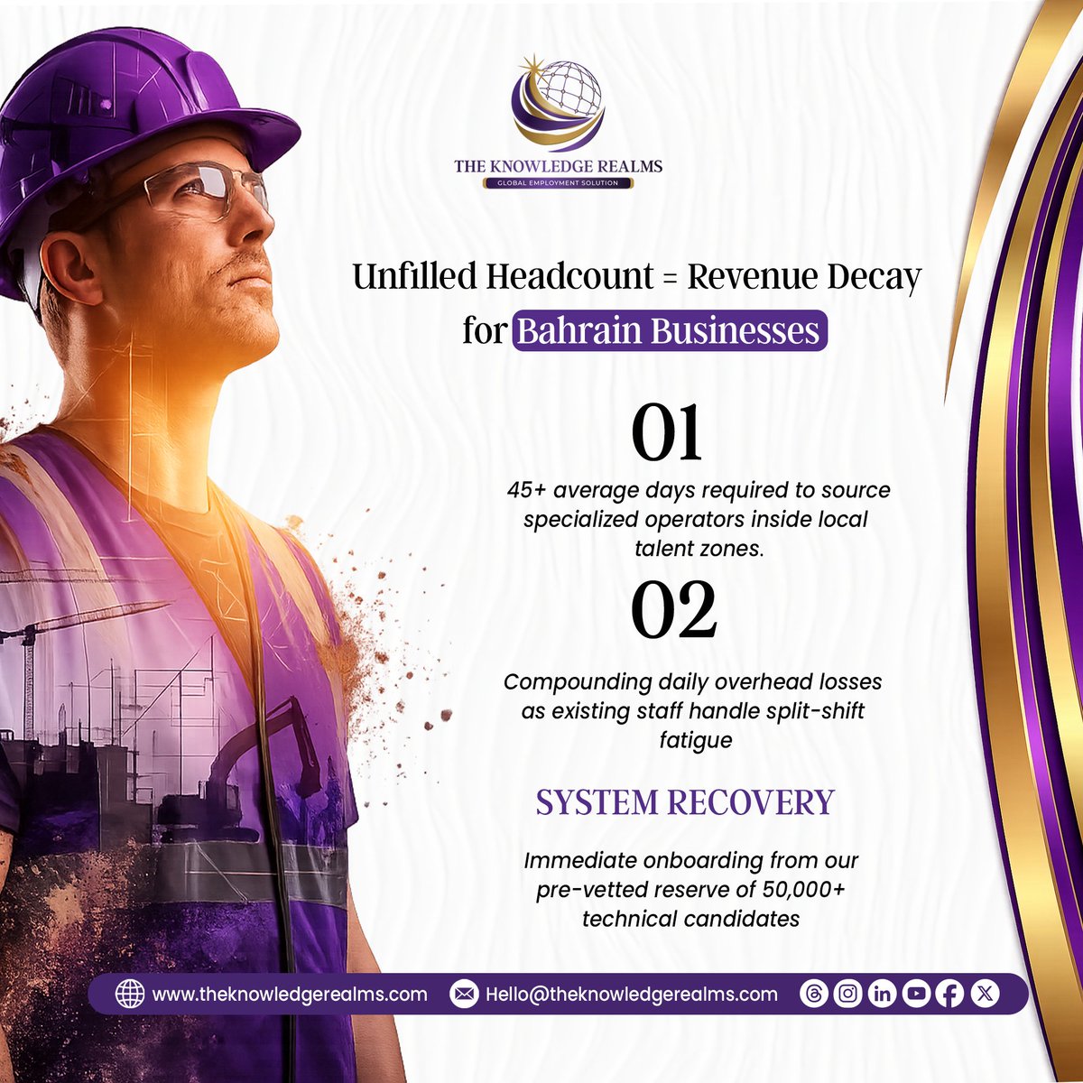 KnowledgeRealms's tweet photo. Avoid costly project delays in Bahrain with scalable workforce solutions. 📉 Knowledge Realms (Pvt) Ltd deploys certified Pakistani professionals for heavy industry and commercial projects, helping you stay ahead of critical deadlines. #CorporateManpowerSolutions #bahrain https://t.co/6F7waCufHa