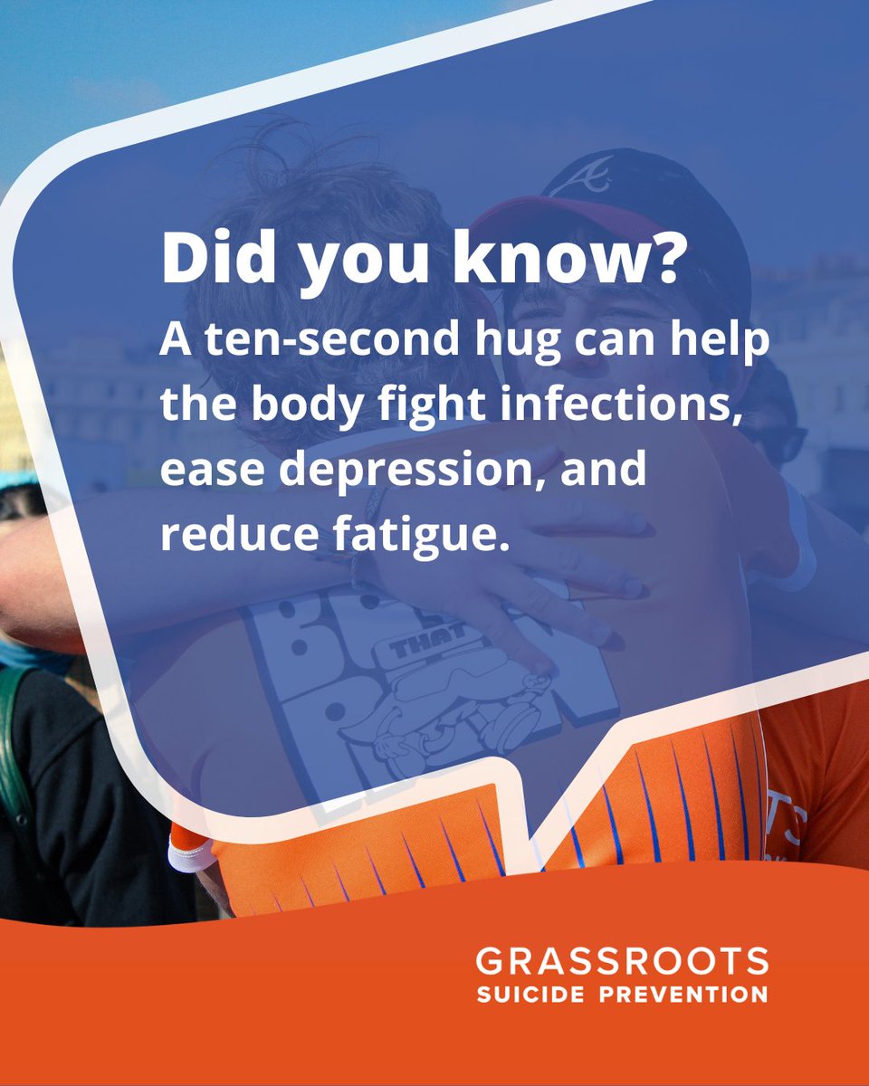 GrassrootsSP's tweet photo. Research shows that hugs can lower stress, boost your immune system, release feel-good hormones like oxytocin, and support better mental health in just a few seconds.

Download the #StayAliveApp to keep life‑saving support in your pocket.
🔗 https://t.co/tirNxEkgw8 https://t.co/mpUQGeaQyk