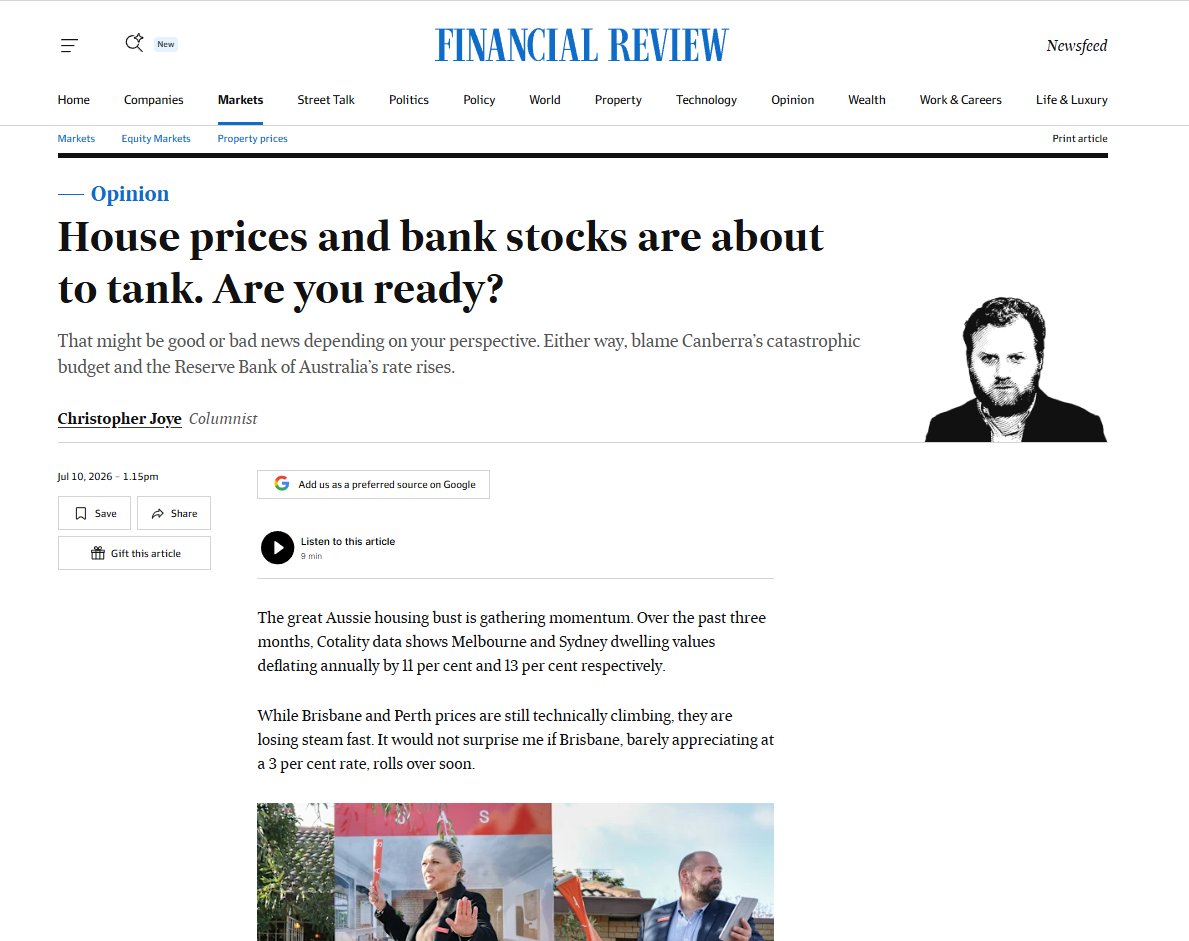 justthink1's tweet photo. LOVE THE PANIC - love the annualised percentages "generalised falls across all Sydney markets" because this is what pushes sellers to drop values/pants...
We just bought a house for a client:
* Like property sold 7 weeks ago for $1,130,000...
* We talked the selling agent down & she was willing to pass on the "sky is falling message" to her vendors on our purchase & our client is securing the deal at $920,000...
You can't replace the house for less than $850,000 to rebuild it the same size...