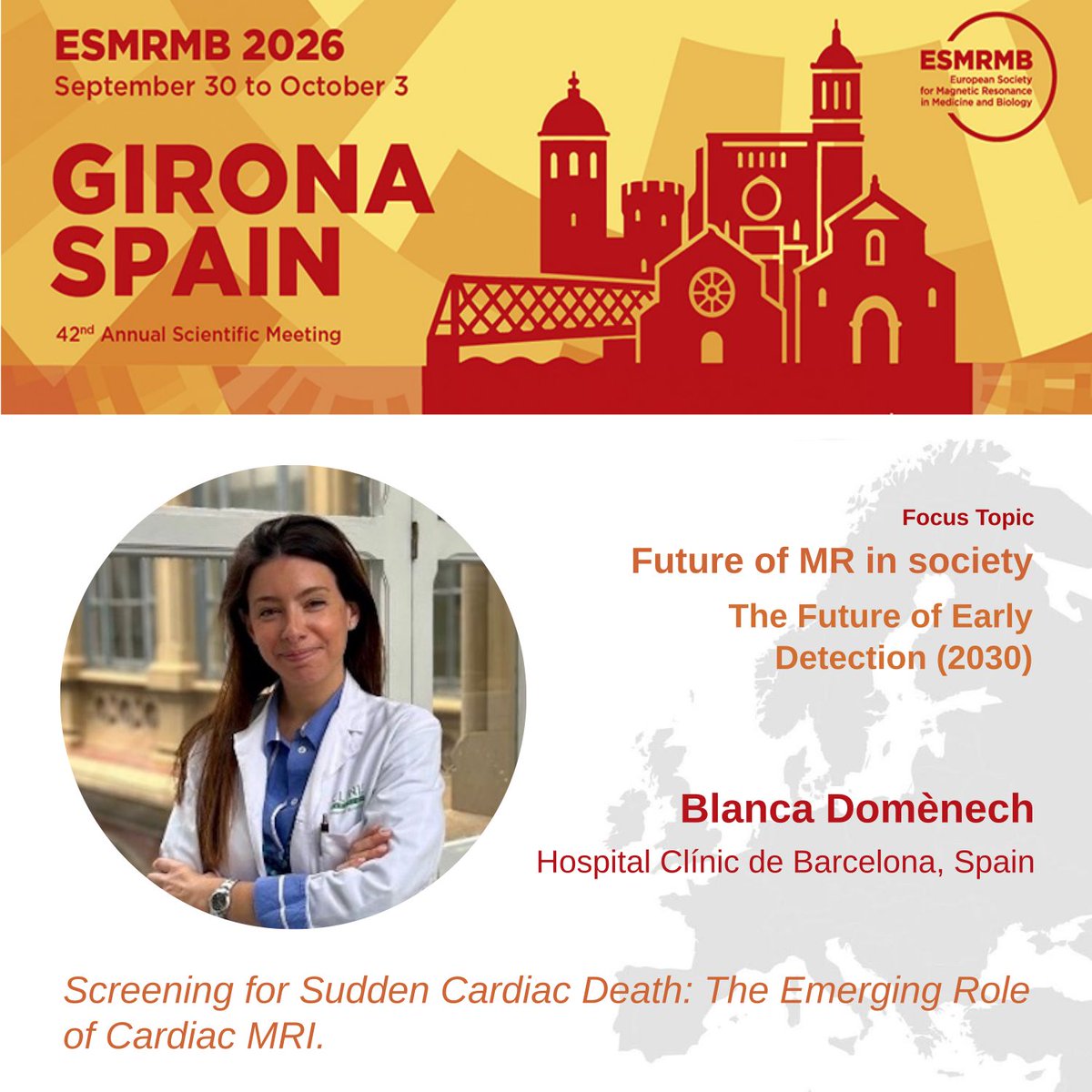 ESMRMB's tweet photo. ⚡ Future of MR in society
What will MRI-driven early detection look like?
🧠 Emili Inarejos, Blanca Domènech &amp; Roberto García‑Figueiras explore the future of screening
👉 https://t.co/LMVO8bTPQc 
#ESMRMB2026 #MRI https://t.co/42pvk5puSh