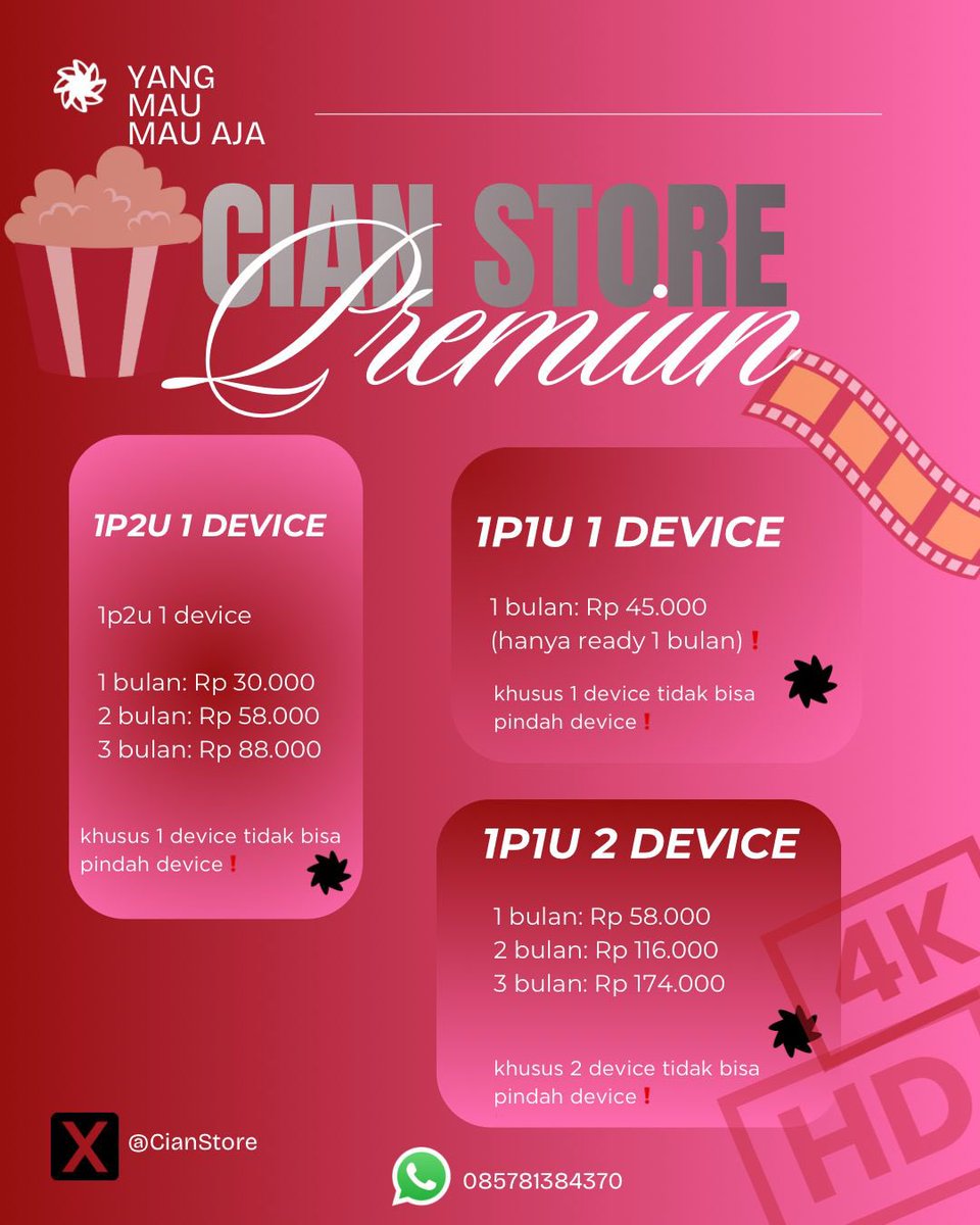 CianStore's tweet photo. hallo kakak" Cian's Store upadate PL ya🥰yang mau order bisa langsung WA di bio📌#zonauangㅤ #zonajajan #premium #netflix https://t.co/AIewtLaGnv