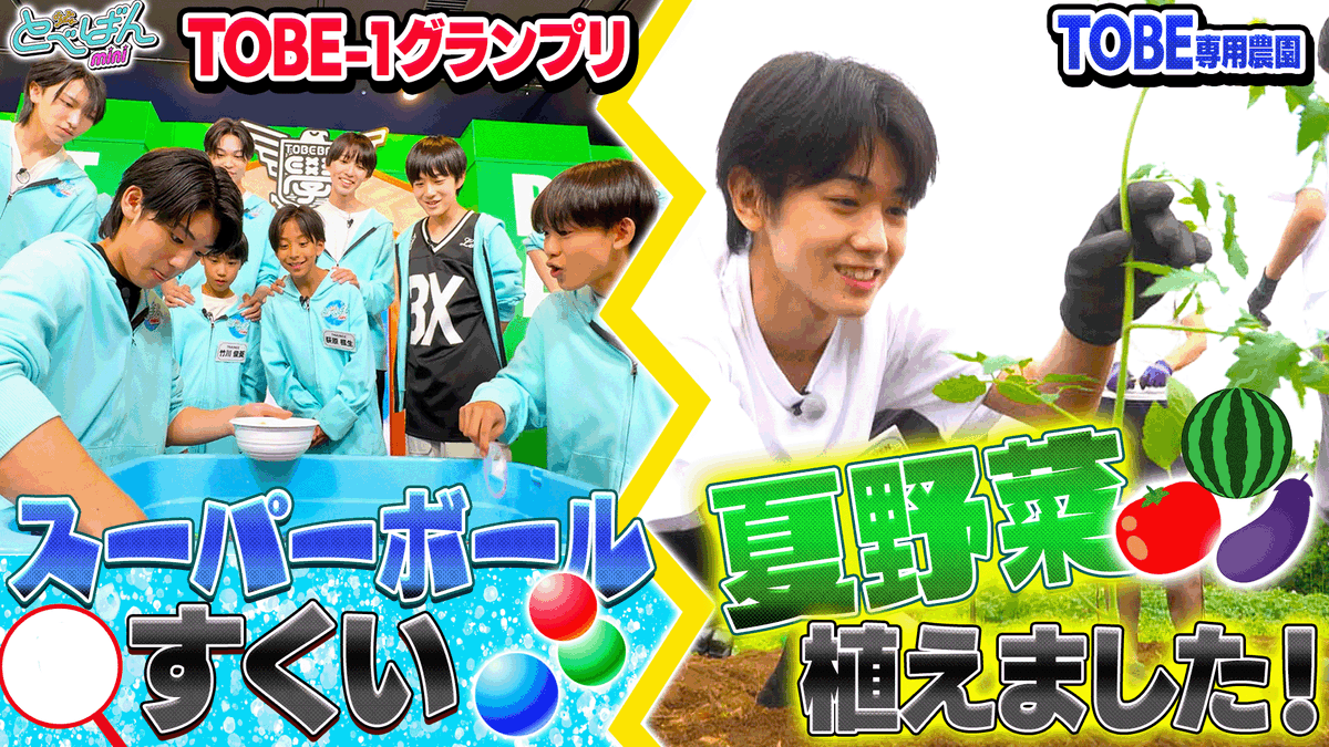 tobeofficial_jp's tweet photo. ＼ᐠ TOBE OFFICIAL YouTube  ᐟ／
【 #とべばんmini 】 #7 更新📺

スーパーボールすくいで全力勝負！
＆TOBE農園〜夏野菜を育てよう♪
https://t.co/j5KKi4qTvT

#TOBE #CLASSSEVEN #winkfirst #TRAINEE

▼ 配信スケジュール
毎月第1,2,3金曜日 17:00配信予定

TOBE Staff https://t.co/WUhvXXCscj