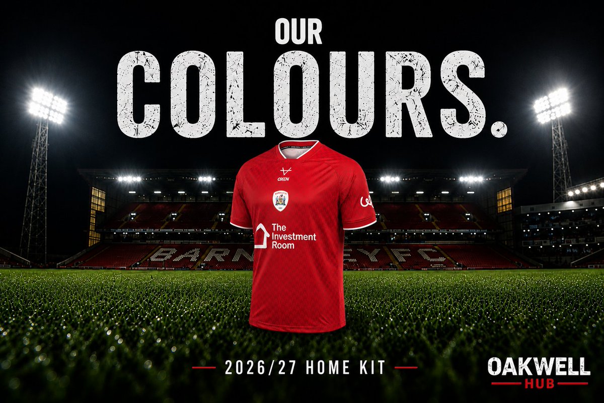 OakwellHub's tweet photo. Our colours.

The wait's over, Reds.

Here's your first look at our 2026/27 home shirt.

What's the verdict then, Reds? 🔴⚪

#OakwellHub #BarnsleyFC #OurColours #COYR https://t.co/YK4H02dEAv