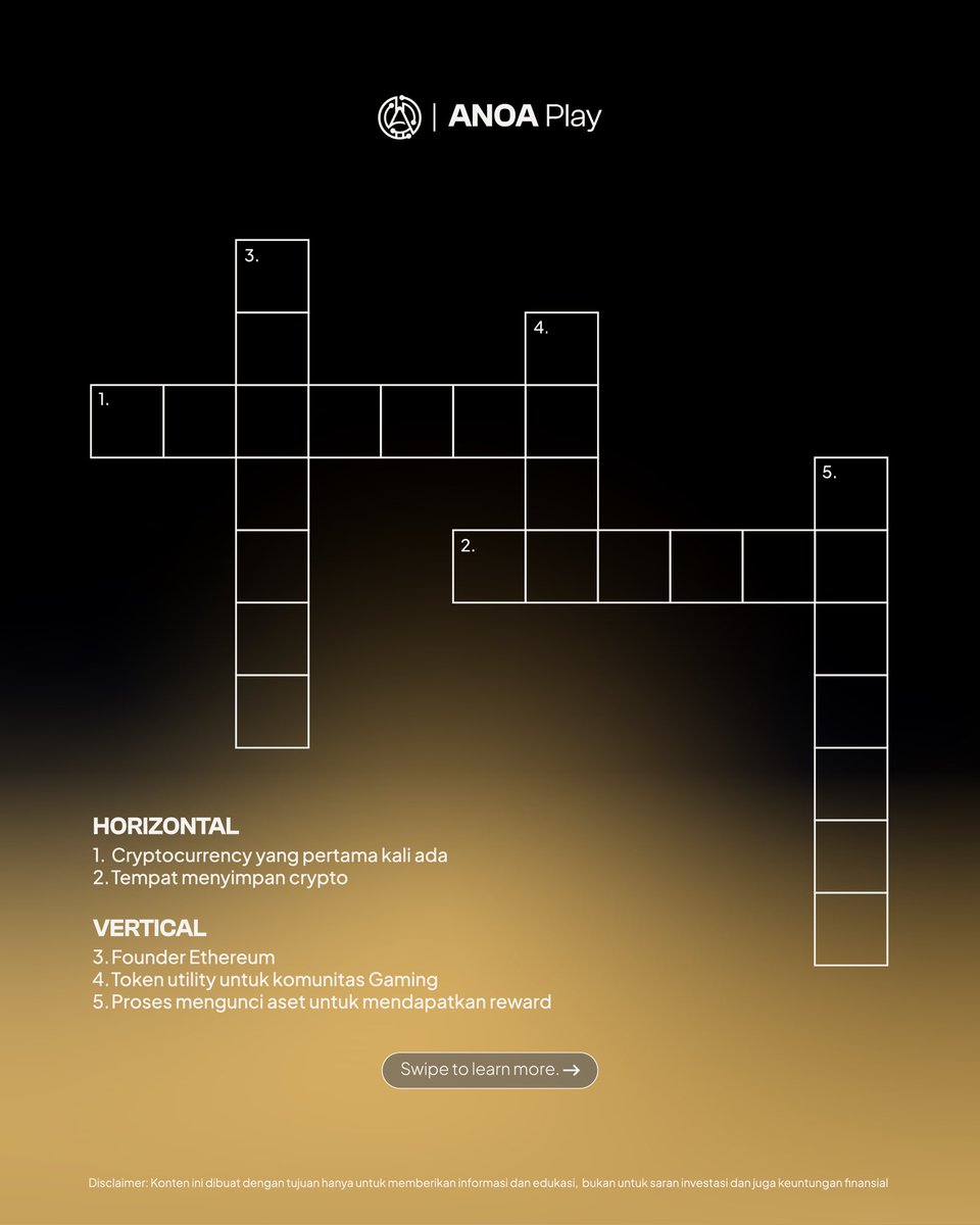 ANOAtoken's tweet photo. Ngakunya anak Web3? 👀 Buktikan di Web3 Trivia! 🤩

Saatnya uji pengetahuanmu dan menangkan $25 dalam bentuk $ANOA untuk 5 pemenang (dari instagram dan X)! 🏆

👉🏻 Swipe untuk lihat cara ikutannya

Yuk tulis jawabanmu dan tag 3 teman kamu buat ikutan!👇🏻

#ANOA #ANOAtoken #Web3Trivia #Web3 #Crypto