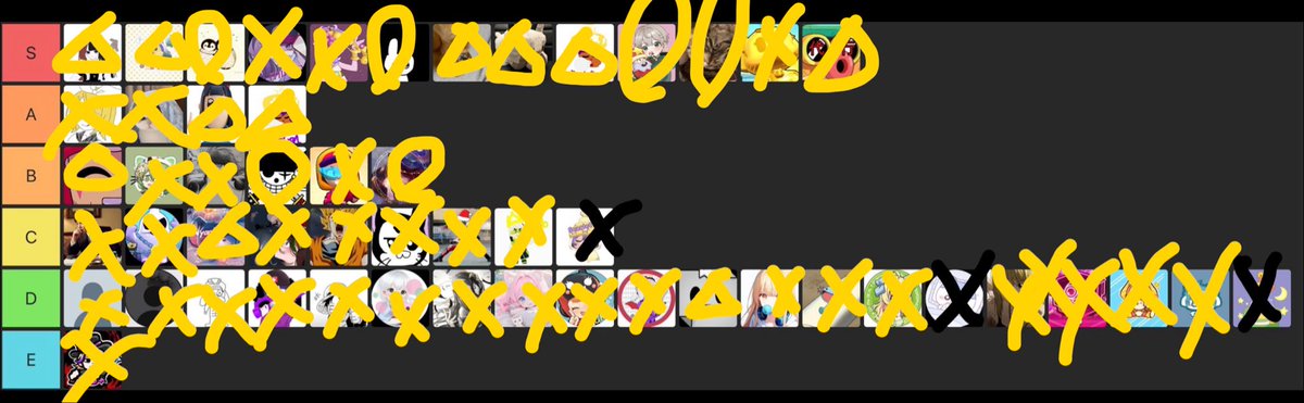 gofileio0's tweet photo. ブロスタ界隈実力での表です
△以上で詐欺経験した人も中にはいます。今は詐欺してないと思います。このバツは怪しくて黒バツはゴミです。#ブロスタ代行　#ブロスタ https://t.co/0I5640l9HY